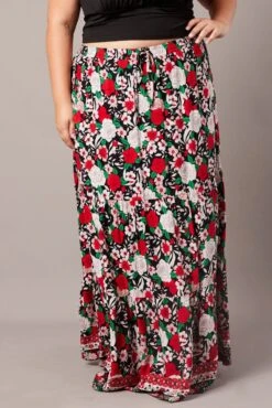 Black Boho Maxi Skirt High Waist Tiered -You And All Fashion Store 3 CSL1157A 34R BOHO