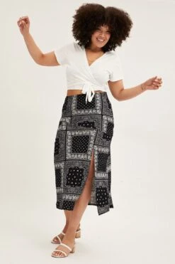 Black Boho Midi Skirt Bias Bandana Print Split -You And All Fashion Store BLACK BOHO Midi Skirt Bias Bandana Print Split csm2282bb 33ab 3