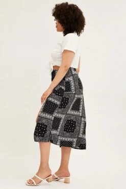 Black Boho Midi Skirt Bias Bandana Print Split -You And All Fashion Store BLACK BOHO Midi Skirt Bias Bandana Print Split csm2282bb 33ab 4