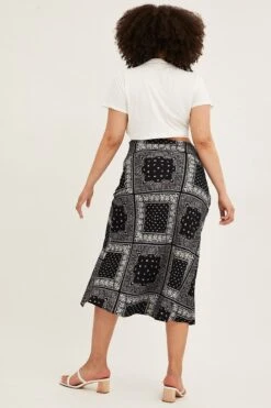 Black Boho Midi Skirt Bias Bandana Print Split -You And All Fashion Store BLACK BOHO Midi Skirt Bias Bandana Print Split csm2282bb 33ab 5