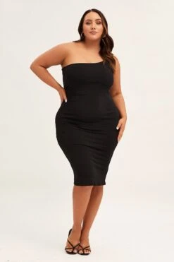 Black One Shoulder Jersey Bodycon Dress