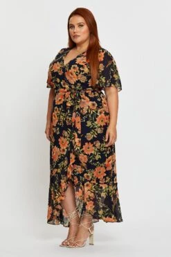 Blue Floral Print Midi Dress V-neck Short Sleeve 9 Blue Floral Print Midi Dress V-neck Short Sleeve -You And All Fashion Store Blue Midi Dress V Neck Short Sleeve ced1585b 38ab 4