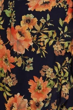 Blue Floral Print Midi Dress V-neck Short Sleeve 11 Blue Floral Print Midi Dress V-neck Short Sleeve -You And All Fashion Store Blue Midi Dress V Neck Short Sleeve ced1585b 38ab 6