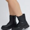 Black Chunky Lace Up Ankle Boots