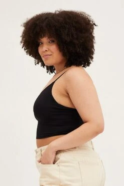 Black Seamless Rib Crop Top -You And All Fashion Store CBS0541A 84JBLACK 4