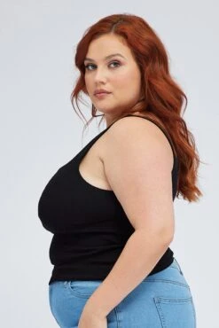 Black Tank Top Square Neck Sleeveless Cotton 9 Black Tank Top Square Neck Sleeveless Cotton -You And All Fashion Store CBS31287 84A BLACK 4