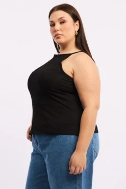 Black Tank Top High Neck -You And All Fashion Store CBS31379 84ABBlack3