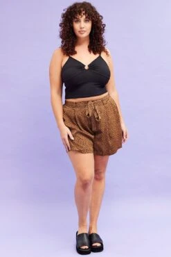 Animal Print Shorts High Rise Waist Tie -You And All Fashion Store CBT31172 46AB ANIMALPRT 3
