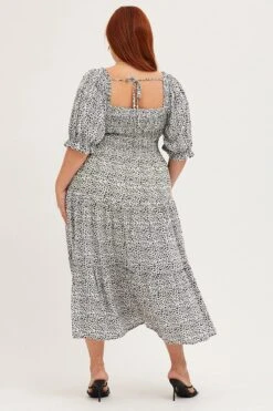 Animal Print Puff Sleeve Midi Dress -You And All Fashion Store CDD1316A 38RANIMALPRT 5