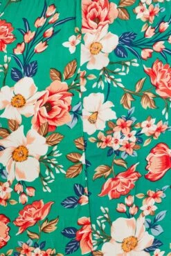 Green Floral Short Puff Sleeve Midi Slit Dress -You And All Fashion Store CDD1414KD 81RBFLORAL 6