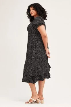 Polka Dot Short Sleeve Tie Back Midi Dress -You And All Fashion Store CDD2221 38APOLKADOT 4
