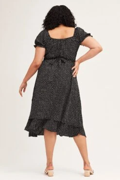 Polka Dot Short Sleeve Tie Back Midi Dress -You And All Fashion Store CDD2221 38APOLKADOT 5