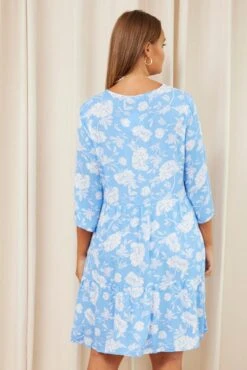 Floral Print Skater Dress V-neck Long Sleeve -You And All Fashion Store CDD25043 33LB FLORALPRT 5