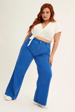 Blue Wide Leg Jeans High Rise -You And All Fashion Store CDL1287C 20JBCOBALT 3
