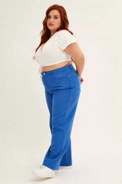 Blue Wide Leg Jeans High Rise -You And All Fashion Store CDL1287C 20JBCOBALT 4