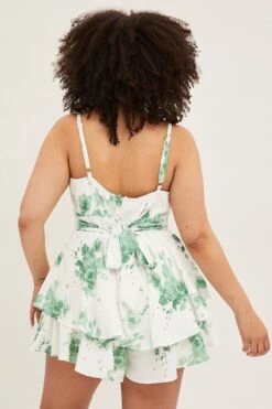 Floral Print Layered Playsuit Mini Sleeveless V-neck -You And All Fashion Store CDP0057A 33RBFLORALPRT 5