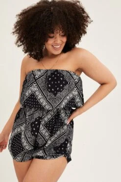 Black Boho Peasant Playsuit Boob Tube -You And All Fashion Store CDP4245E 36RBBOHO 3