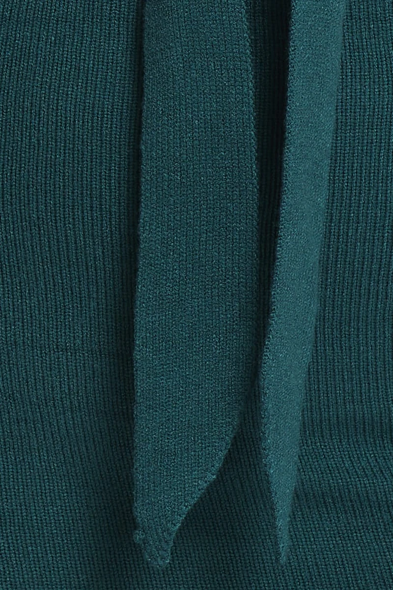 Green Sleeveless Tie Front Knitted Dress 6 Green Sleeveless Tie Front Knitted Dress - Image 6