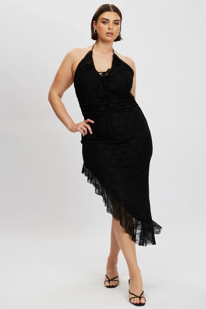 Black Asymmetric Lace Bodycon Dress 6 Black Asymmetric Lace Bodycon Dress - Image 6