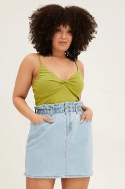 Lime Singlet Top Sleeveless Rib Twist Front Jersey -You And All Fashion Store CJC1119 42ALIME 3