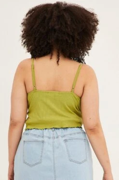 Lime Singlet Top Sleeveless Rib Twist Front Jersey -You And All Fashion Store CJC1119 42ALIME 5