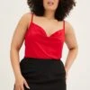 Red Singlet Top Cowl Neck