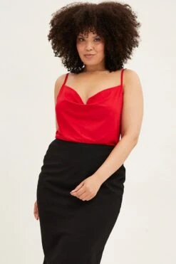 Red Singlet Top Cowl Neck -You And All Fashion Store CJC1634 81JRED 3