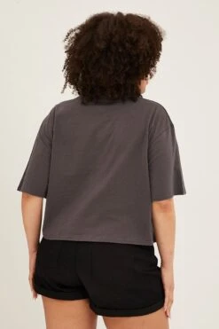 Grey Graphic T-shirt Crop California Dream Cotton -You And All Fashion Store CJC31636F 84ACHARCOAL 5
