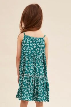Green Ditsy Kids Sleeveless Button Front Floral Dress -You And All Fashion Store CKD12214G 81RBDITSY 5