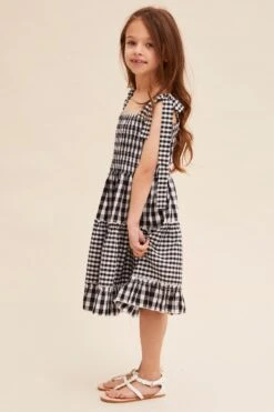 Black Check Fit And Flare Dress Sleeveless Shirred -You And All Fashion Store CKD1501DD 34RBCHECK 4