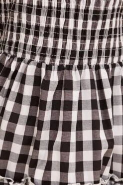 Black Check Fit And Flare Dress Sleeveless Shirred -You And All Fashion Store CKD1501DD 34RBCHECK 6