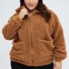 Brown Plus Teddy Jacket