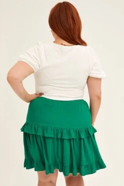 Green Mini Skirt Elastic Waist Frill Detail -You And All Fashion Store CSS2280 34ABGREEN 5