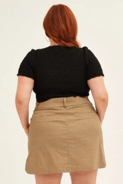Green Cargo Mini Skirt Curve Hem -You And All Fashion Store CSS2451 47ABKHAKI 5