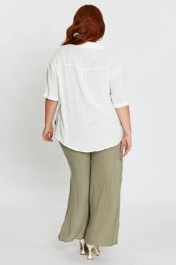 White V-neck Shirt Short Sleeve Textured -You And All Fashion Store CWC1059 35AWHITE 5