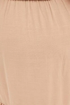 Beige Skater Dress Short Flare Sleeve V-neck Shirred -You And All Fashion Store Camel Skater Dress Short Flare Sleeve V Neck Shirred cdd8302 36a 6