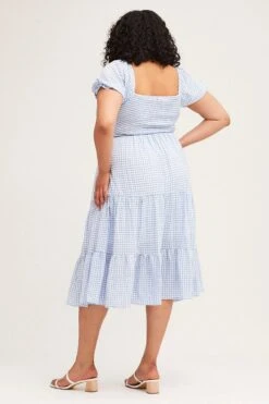 Check Short Sleeve Tiered Midi Dress -You And All Fashion Store Check Short Sleeve Tiered Midi Dress cdd0041h 33rb 5