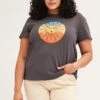 Grey Short Sleeve Abstract Sun Print T-shirt
