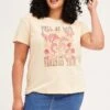 Beige Short Sleeve Round Neck Graphic T-shirt