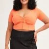 Orange Button Top Rib Jersey