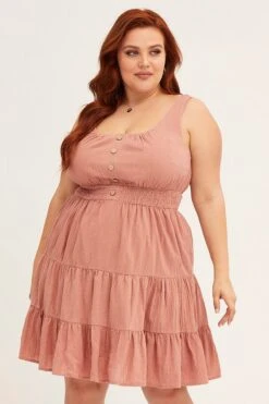 Brown Fit And Flare Dress Button Front Cotton -You And All Fashion Store Rust Fit And Flare Dress Button Front Cotton cdd1323a 35rb 3