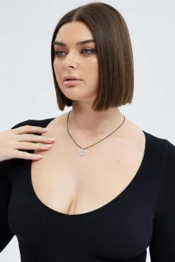 Silver Heart Pendent Necklace -You And All Fashion Store cacj01958 51b silver 3