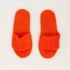 Orange Toweling Detail Slippers