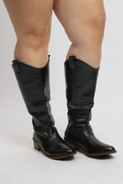 Black Wide Fit Cowboy Boots
