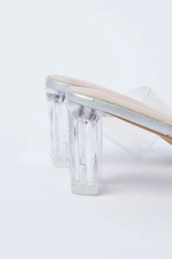 Silver Barely There Square Toe Mules -You And All Fashion Store cack01731 51b silver 4