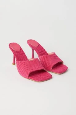 Pink Toweling Detail Mules