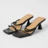 Black Strappy Mid Heeled Mules
