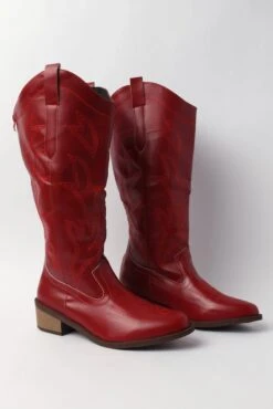 Red WIDE FIT Embroidered Cowboy Boots