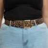 Brown Animal Print Square Buckle Waist And Hip Jeans Belt