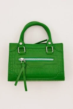 Green Crocodile Print Crossbody Bag